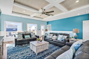 Smart TV, DVD player - Experience ocean views at 7 Green Pelicans in Oak Island, with 7 bedrooms for 24 guests. (Oak Island)