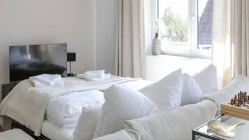 2 chambres, bureau, chambres insonorisées, fer et planche à repasser