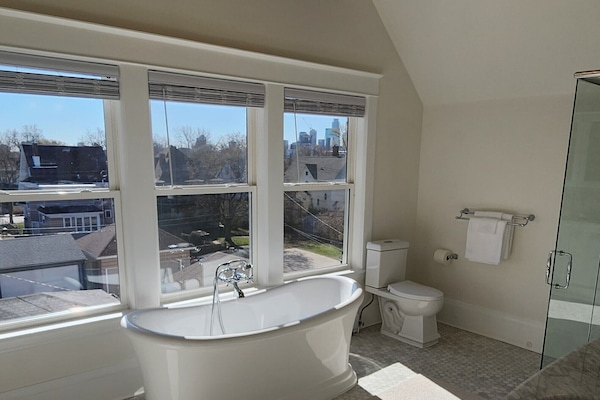 Master Bathroom. Soaking tub with skyline views