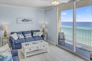 Condo, Multiple Beds, Balcony, Ocean View | Living area - 1bd/2ba Unit w/ a Bunk Alcove and Amazing Views Right on the Gulf! (Panama City Beach)