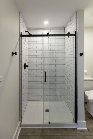 Douche, séchoir à cheveux, serviettes fournies