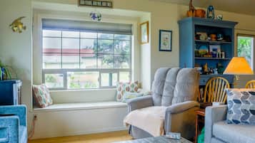 Smart TV, DVD player, books, video library