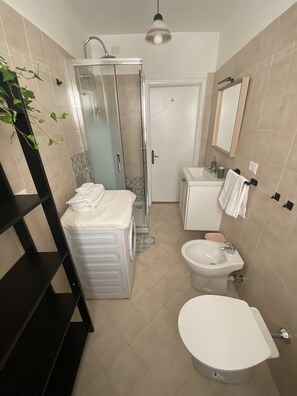 Dusche, Haartrockner, Bidet, Handtücher