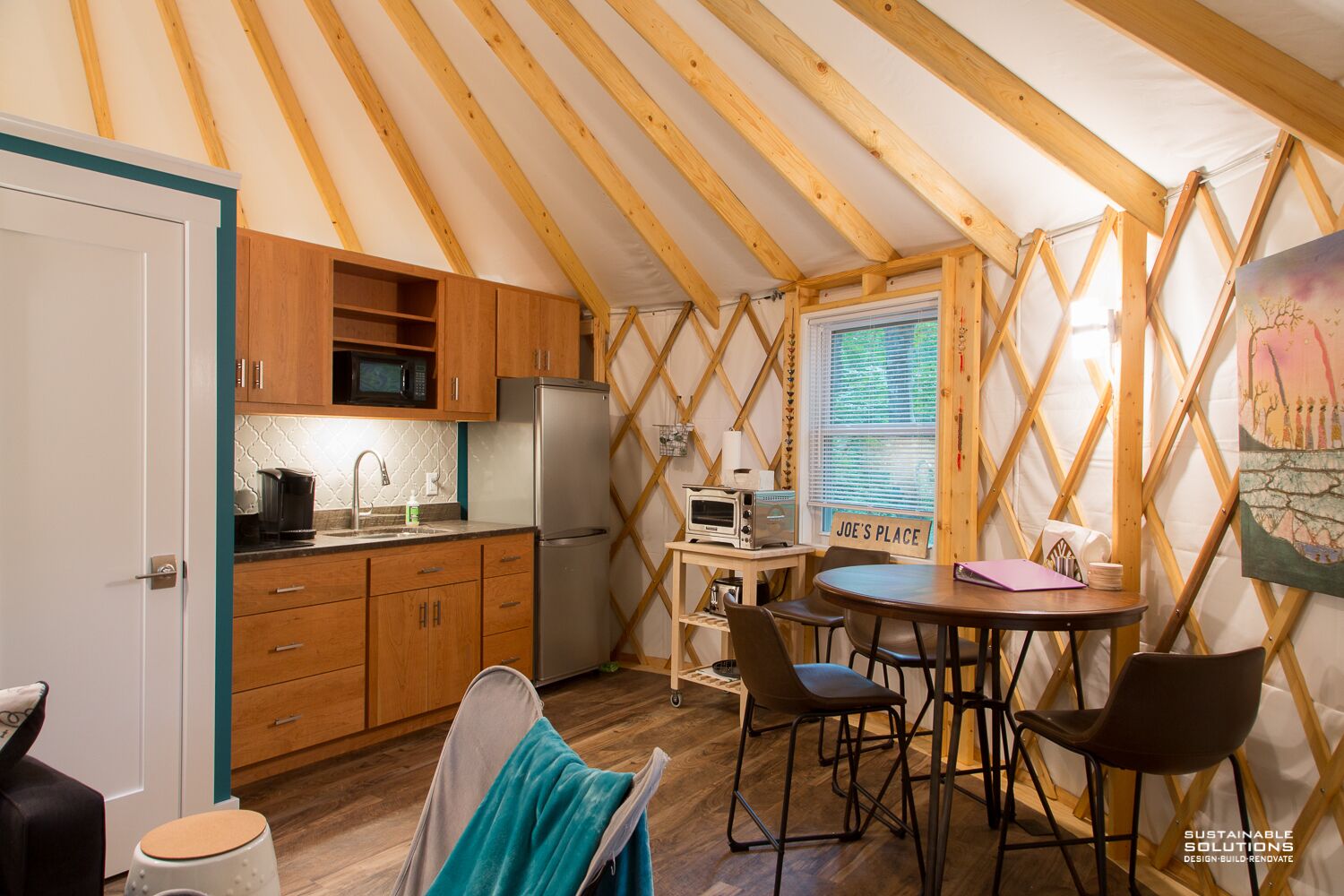 Yurt, Enjoy coffee / cocktails on your private balcony overlooking the Dry River