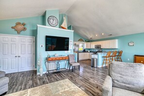 Smart TV, table tennis - Cast-A-Waves - Ocean View Home w/ Pool & Hot Tub (Surf City)