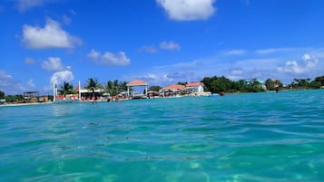 Vlak bij het strand, wit zand, strandlakens, 8 strandbars