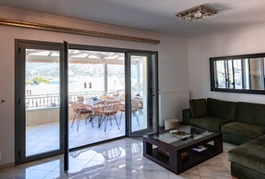 TV connectée, cheminée, livres