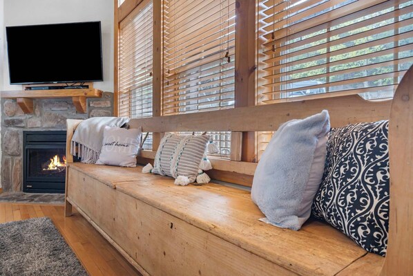 Cabin, Multiple Beds, Fireplace (Whispering Creek) | Living area | 50-inch flat-screen TV with digital channels