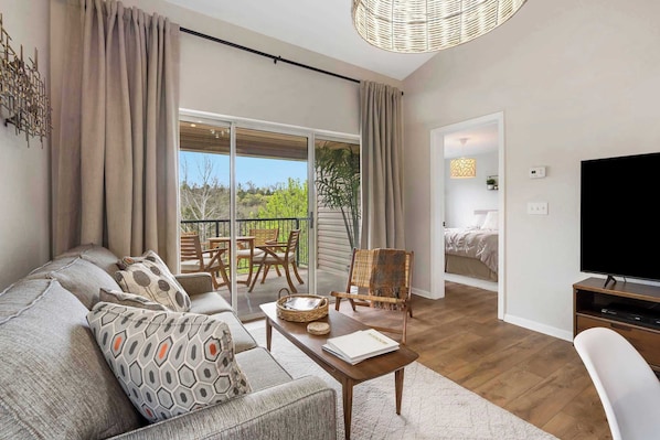 Condo, Multiple Beds, Kitchen, Garden View (Whiskey's Hillside Retreat ) | Living area | 42-inch flat-screen TV with digital channels