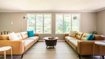 Smart TV, fireplace, video games, books