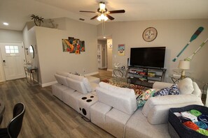 TV, video-game console, foosball, streaming services