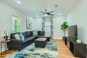 TV, fireplace, offices