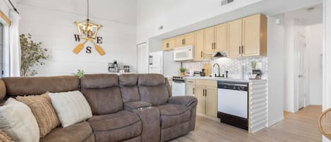 Condo, Multiple Beds, Patio, Garden View (Our Landing Place) | Living area | 42-inch flat-screen TV with digital channels, fireplace