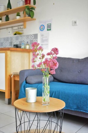 Fernseher, DVD-Player, Tischfußball, Tischtennisplatte