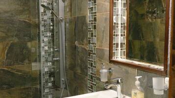 Shower, towels, soap