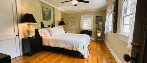 1 bedroom, desk, iron/ironing board, travel crib