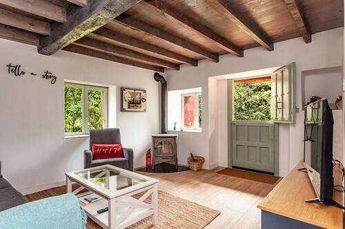 Cozy cottage besides a stream and a river