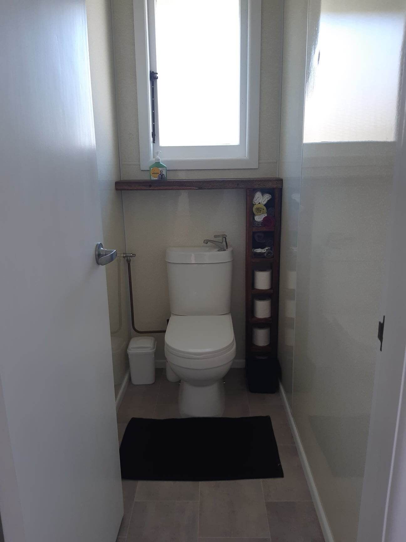 Shower, towels, soap, shampoo