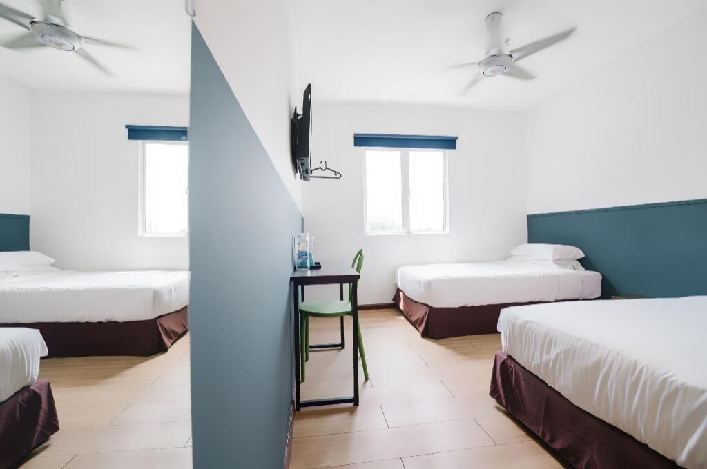 Desk, free WiFi, bed sheets