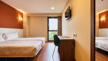 In-room safe, desk, laptop workspace, soundproofing