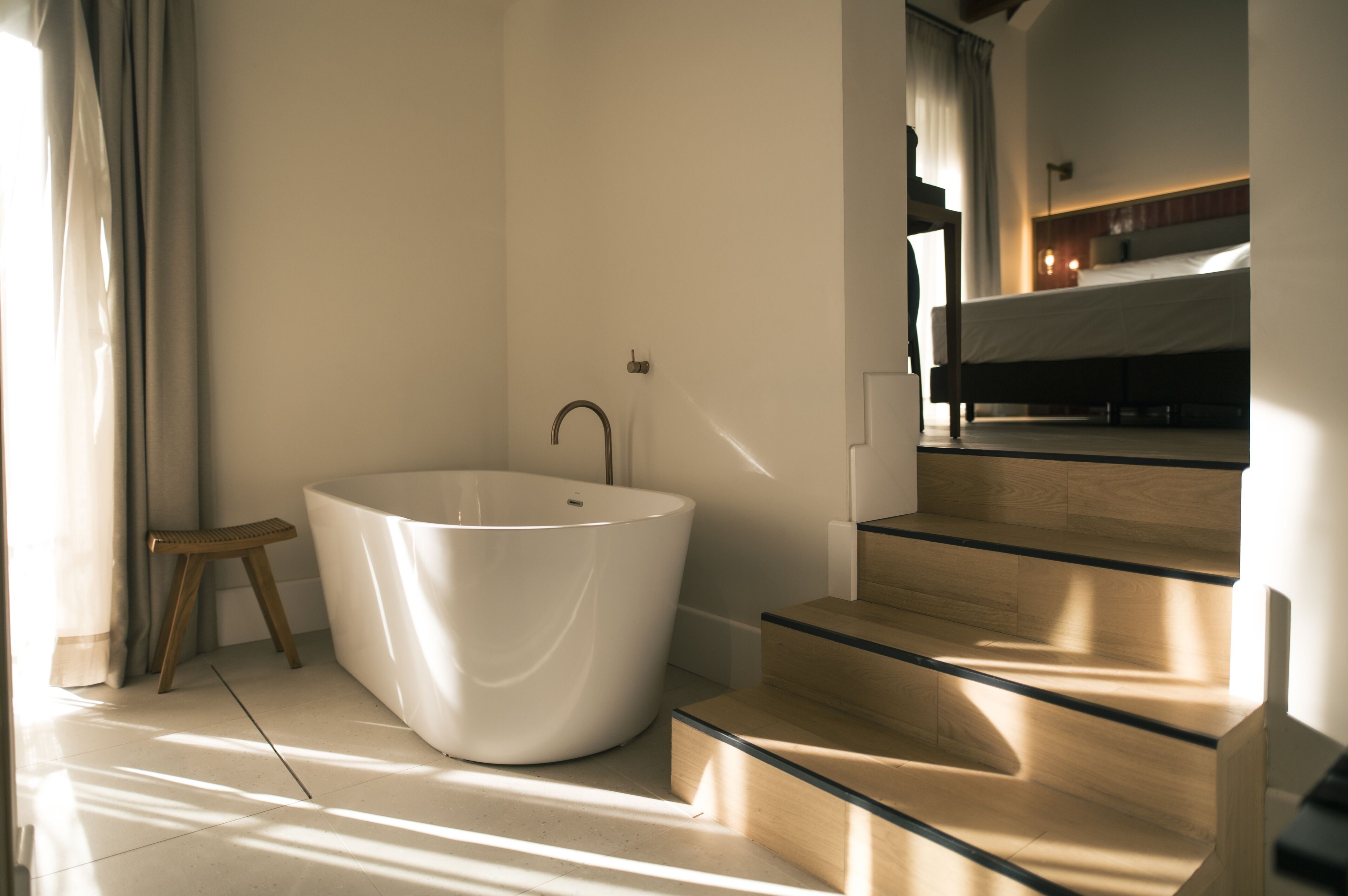 Habitació Deluxe, 1 llit de matrimoni (Magdalena) | Llençols de cotó egipci, roba de llit d'alta qualitat i cobrellits 