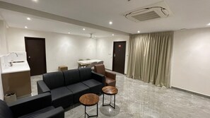 Signature Apartment, 3 Bedrooms | Living area | 43-inch LCD TV with cable channels, TV - Hotel Silver Clé Hitech City (Hyderabad)