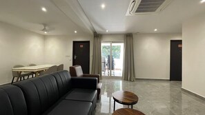 Signature Apartment, 3 Bedrooms | Living area | 43-inch LCD TV with cable channels, TV - Hotel Silver Clé Hitech City (Hyderabad)