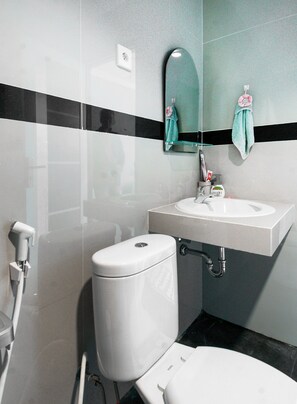 Habitación Deluxe con 2 camas individuales | Baño | Regadera, toallas, shampoo 