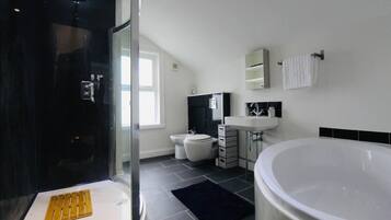 House | Bathroom | Combined shower/tub, deep soaking tub, hair dryer, towels