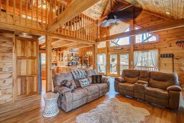 Cabin, Multiple Beds, Hot Tub | Living area | TV