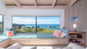 House, Multiple Beds, Fireplace, Ocean View | Living area | TV, fireplace