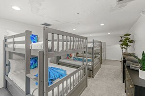 13 bedrooms, desk, iron/ironing board, travel cot