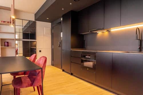 Kühlschrank, Mikrowelle, Herdplatte, Geschirrspüler