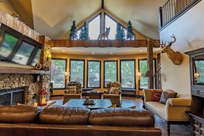 Fernseher, Kamin, Bücher