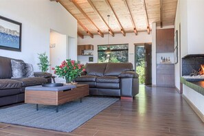 Smart TV y chimenea 