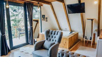 Premium bungalow, 1 kingsize bed met slaapbank | 1 slaapkamer, lakens van Egyptisch katoen, luxe beddengoed