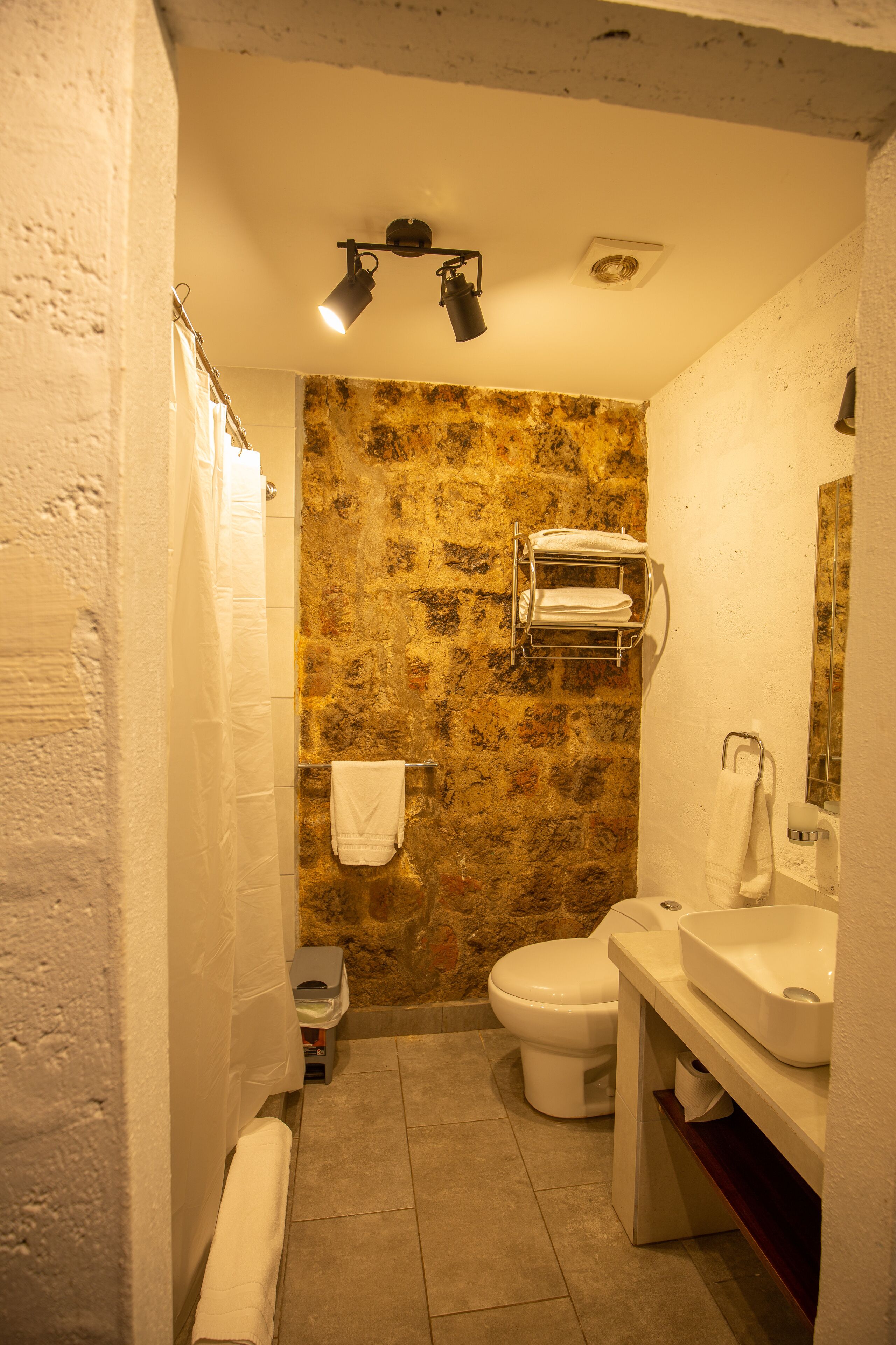 Shower, towels, soap, shampoo