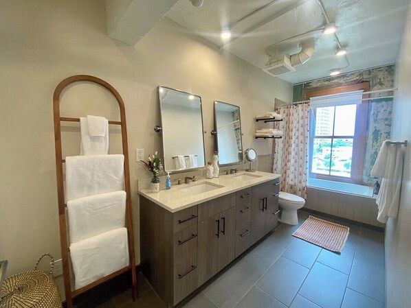 Hair dryer, towels