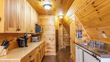 Microwave, stovetop, coffee/tea maker, toaster