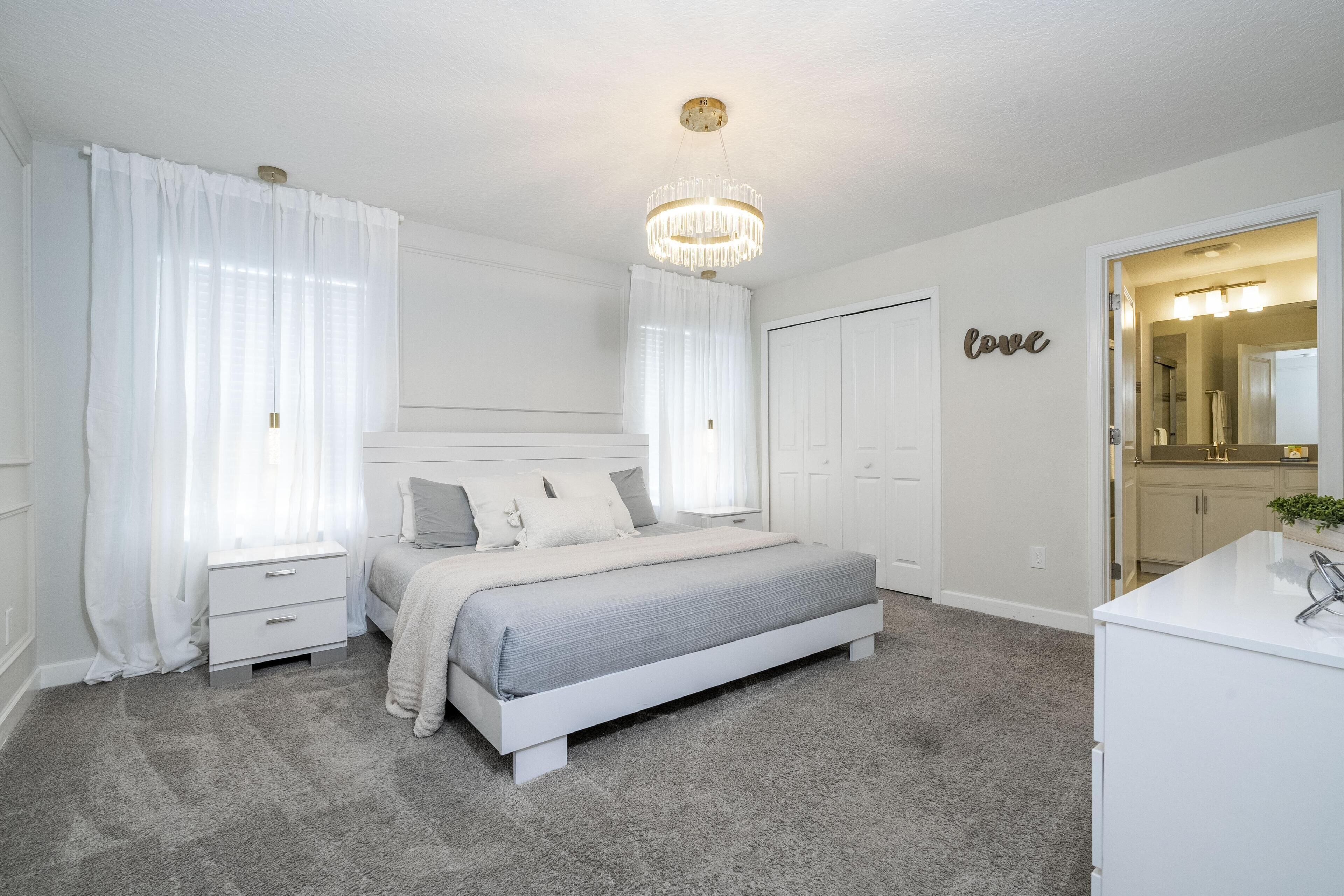 Bright and airy bedroom with cozy, modern comfort