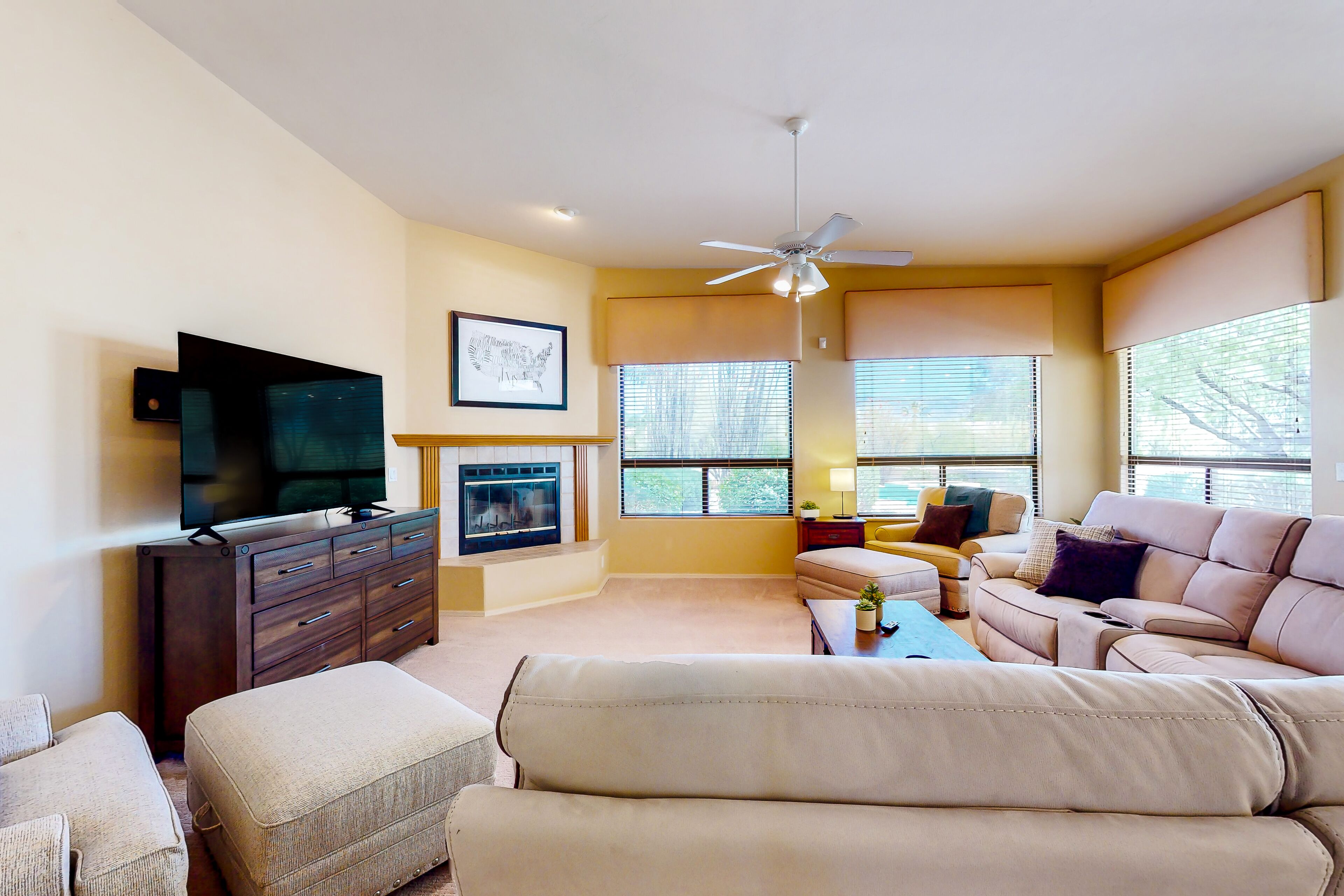 Spacious acreage home with a pool, hot tub, and putting green - mountain views