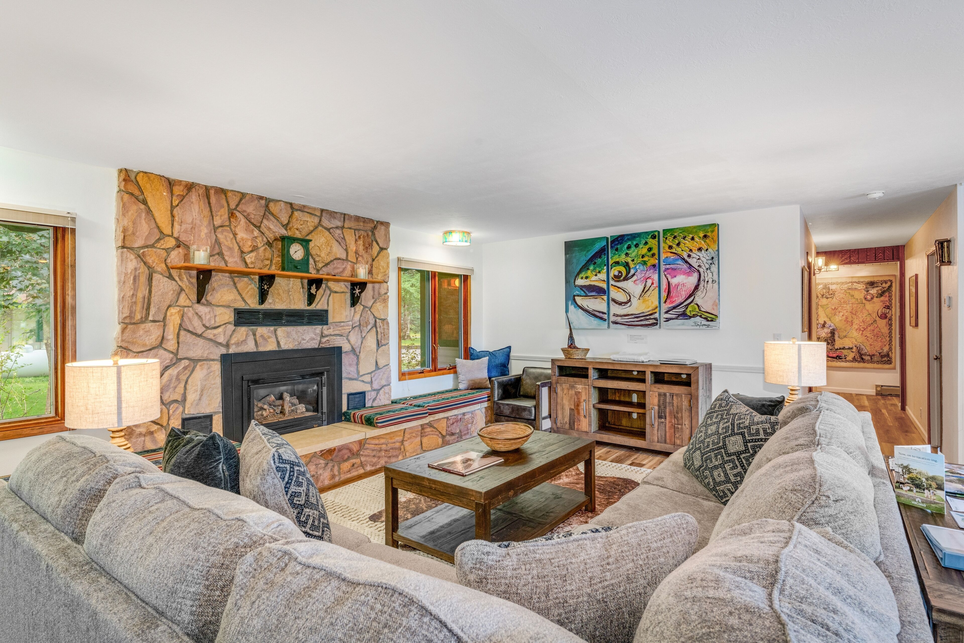 Riverfront home with private dock, grill, deck, river views, fireplace - dogs OK