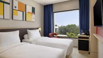 In-room safe, desk, laptop workspace, blackout drapes