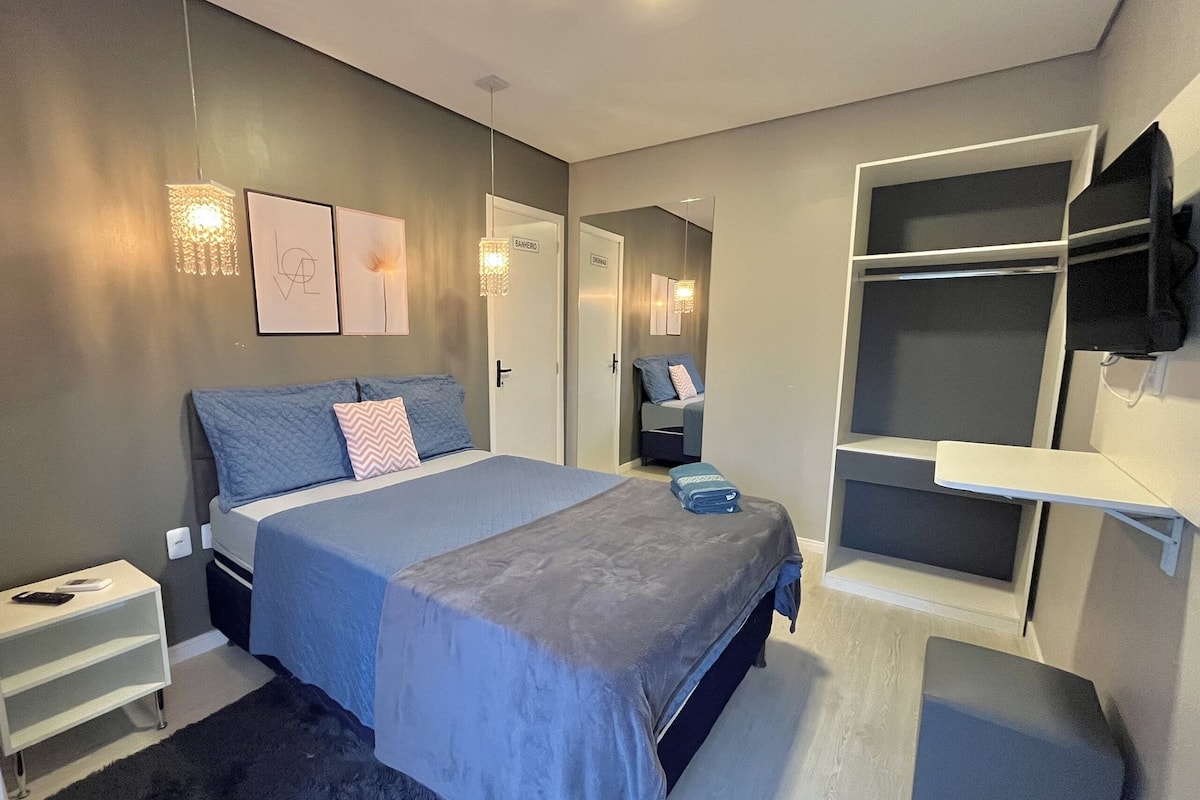 1 bedroom, desk, laptop workspace, blackout curtains