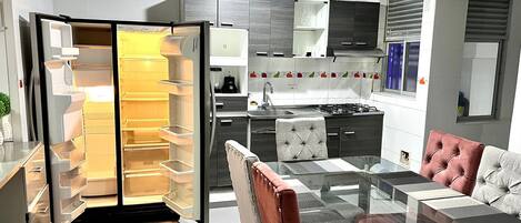 Basic Apartment | Private kitchen | Full-size fridge, blender, griddle, freezer