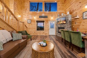 Smart TV, fireplace, video games, books