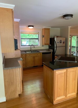 Fridge, microwave, oven, stovetop - Lake Gaston Cabin in the Woods  (Bracey)