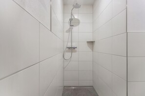 Douche, séchoir à cheveux, serviettes fournies