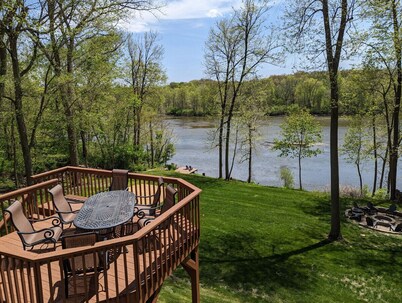 2-Acre Retreat on the Fox River with Spectacular Views & Hot Tub!