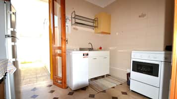 Fridge, stovetop, cookware/dishes/utensils